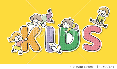 Kids letters and kids illustrations 124399524