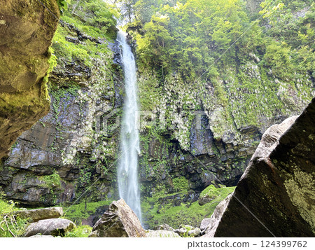 Waterfall shining in fresh green 124399762
