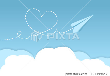 Paper plane with heart path Paper plane with heart path 124399847