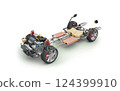 Hybrid Vehicle under carriage system cutaway illustration 124399910