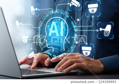 人工智慧安全攝影機和監控系統。人工智慧驅動的即時分析和檢測。使用機器學習實現自動化 124399993