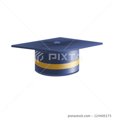 Realistic Blue graduate cap. 3D Graduation Doctoral hat. 124400173