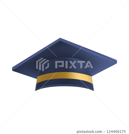 Realistic Blue graduate cap. 3D Graduation Doctoral hat. Realistic Blue graduate cap. 3D Graduation Doctoral hat. 124400175