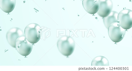 Banner template vector background design beautiful green watercolor 3d balloon illustration Banner template vector background design beautiful green watercolor 3d balloon illustration 124400301