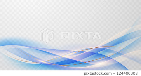 Blue abstract wave background with luxury golden elements vector illustration 124400308