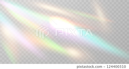 Light effect and zigzag ribbon falling from above on a beam of light, tinsel vector Light effect and zigzag ribbon falling from above on a beam of light, tinsel vector 124400310