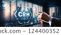 CRM Customer Relationship Management. Businessman clicks. Business Internet Technology Concept 124400352