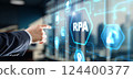RPA Robotic Process Automation system. Artificial intelligence concept 124400377