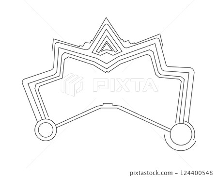 One-sided bastion fortress plan. Structure of fort walls with ravelins and fortifications. 124400548