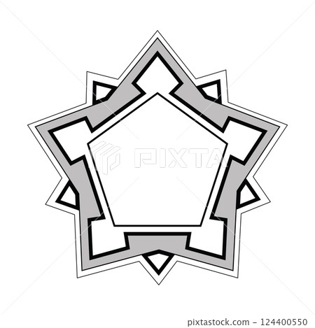 Bastion fortress plan. Structure of fort walls with ravelins and fortifications. 124400550