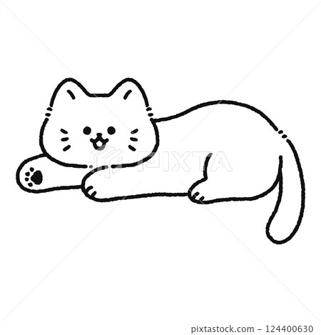 微笑毛茸茸的貓線畫 微笑毛茸茸的貓線畫 124400630