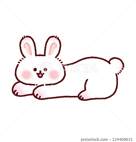 A fluffy, smiling rabbit in a good mood 124400631