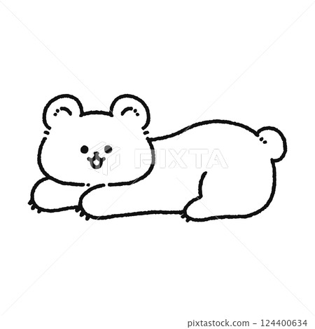 Smiling fluffy bear line drawing 124400634