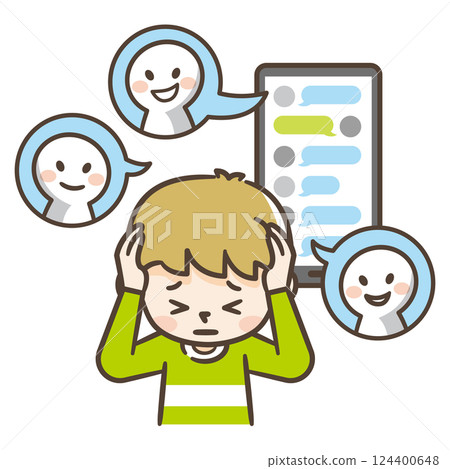 Illustration of a boy being bullied on social media Illustration of a boy being bullied on social media 124400648