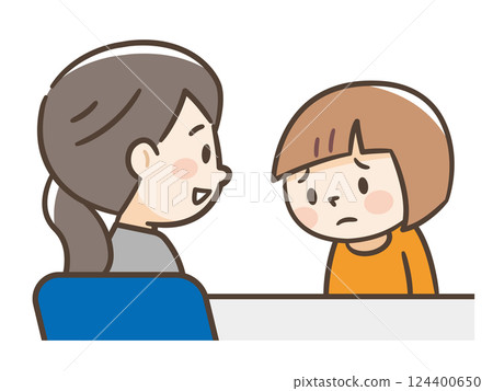 一個女孩向學校輔導員諮詢的插圖 124400650