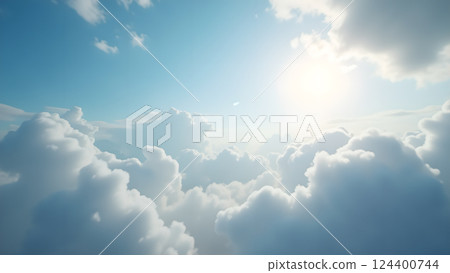 Dreamy Clouds at Sunrise for Serene Background Dreamy Clouds at Sunrise for Serene Background 124400744