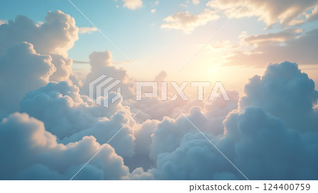 Dreamy Clouds at Sunrise for Serene Background Dreamy Clouds at Sunrise for Serene Background 124400759
