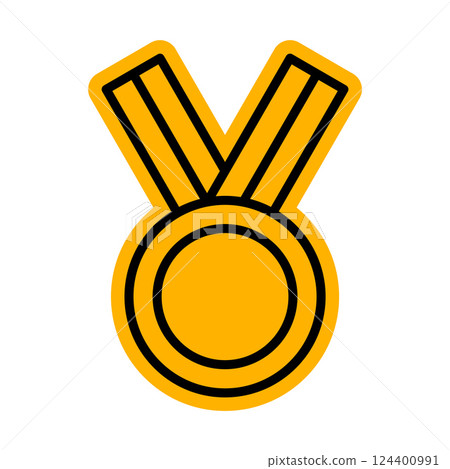 Medal icon in modern line style. Vector illustration isolated on white background. 124400991
