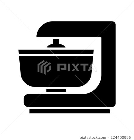 Stand mixer icon. Stationary dough mixer with bowl, isolated on white background. Vector illustration. 124400996