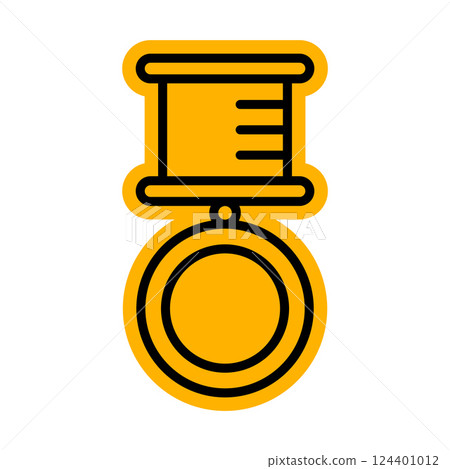 Medal icon in modern line style. Vector illustration isolated on white background. Medal icon in modern line style. Vector illustration isolated on white background. 124401012