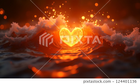 Molten River, A Fiery Landscape at Sunset lava 124401136