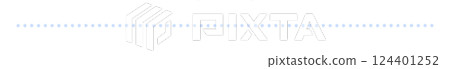 Cute hand-drawn light blue dotted line with a loose silhouette - Material for decorating lines made of circles 124401252