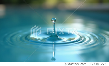 Refreshing Water in Glass with Natural Sunlight 124401275