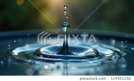 Refreshing Water in Glass with Natural Sunlight 124401298