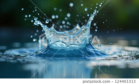 Refreshing Water in Glass with Natural Sunlight 124401313