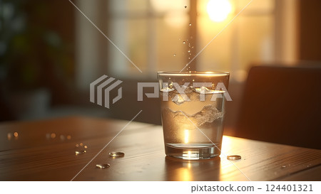Refreshing Water in Glass with Natural Sunlight Refreshing Water in Glass with Natural Sunlight 124401321