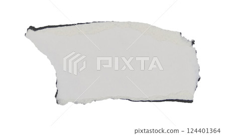 White paper with torn black edges isolated on white background White paper with torn black edges isolated on white background 124401364