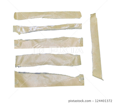 Tear the masking tape into pieces isolated on white background 124401372