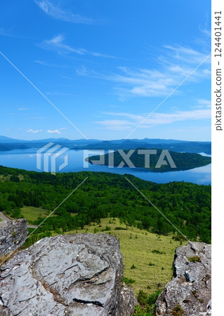 Lake Kussharo from Bihoro Pass. Teshikaga, Hokkaido, Japan. Late June. Lake Kussharo from Bihoro Pass. Teshikaga, Hokkaido, Japan. Late June. 124401441