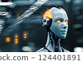 Uploading information into the brain of a female robot with artificial intelligence 124401891