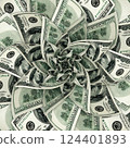 American hundred dollar bills in the form of a blossoming flower 124401893