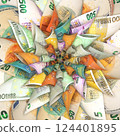 Euro banknotes in the form of a blossoming flower 124401895