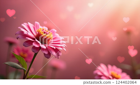 Soft Pink Daisies in Dreamy Sunlight Garden 124402064