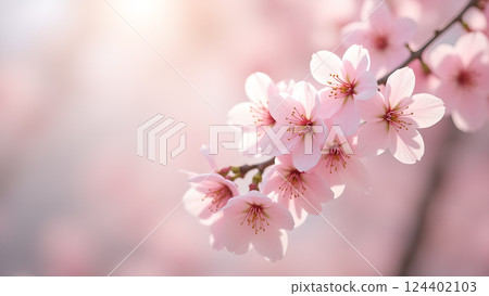 Soft Pink Daisies in Dreamy Sunlight Garden 124402103