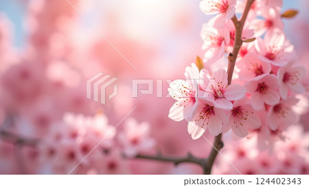 Graceful Flowering: A Blossom Tree in Soft Light 124402343