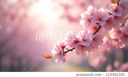 Graceful Flowering: A Blossom Tree in Soft Light Graceful Flowering: A Blossom Tree in Soft Light 124402385