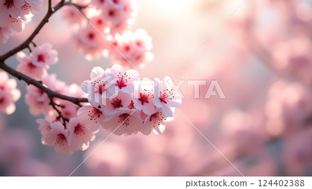 Graceful Flowering: A Blossom Tree in Soft Light 124402388