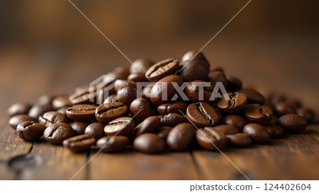 Roasted Aroma: Aromatic Coffee Beans Close-Up 124402604