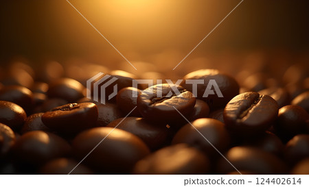 Roasted Aroma: Aromatic Coffee Beans Close-Up 124402614