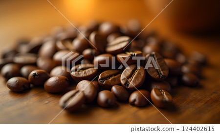 Roasted Aroma: Aromatic Coffee Beans Close-Up 124402615