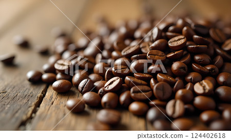 Roasted Aroma: Aromatic Coffee Beans Close-Up 124402618