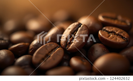Roasted Aroma: Aromatic Coffee Beans Close-Up 124402632