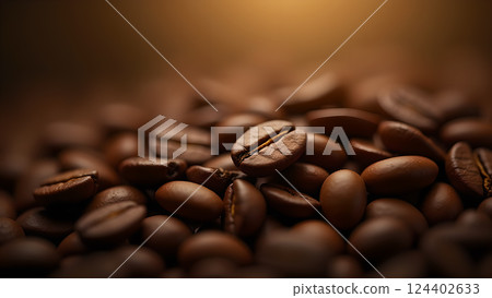 Roasted Aroma: Aromatic Coffee Beans Close-Up 124402633