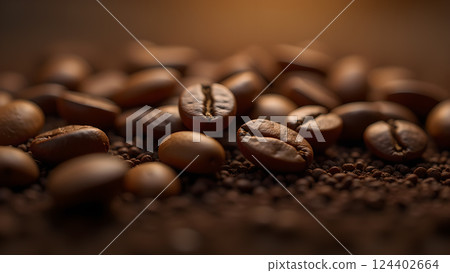 Roasted Aroma: Aromatic Coffee Beans Close-Up 124402664