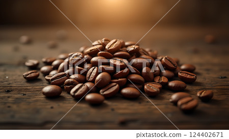 Roasted Aroma: Aromatic Coffee Beans Close-Up 124402671