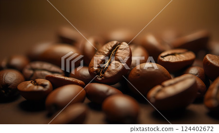 Roasted Aroma: Aromatic Coffee Beans Close-Up 124402672